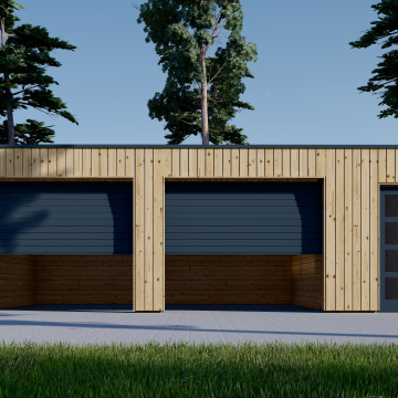 Double Wooden Garage With A Shed SILVIA DUO F PLUS (34 mm + Cladding), 8x6 m , 48 m² 