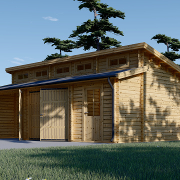 Double Wooden Garage TWIN DUO (44 mm), 8x6 m , 48 m² 